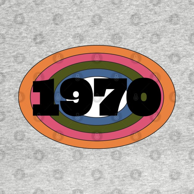 Year 1970 Rainbow Ellipse Vintage Typography by ellenhenryart